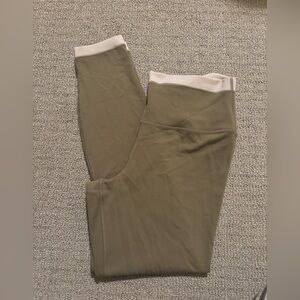Athleta Olive Joggers with Light Gray Cuffs